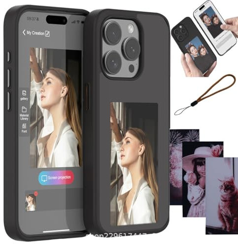 Snap Frame Electronic Ink Handy Gehäuse, Smart NFC E-Ink Handy Gehäuse, dauerhafte Bildanzeige Fotos, Smart NFC E-Ink Gehäuse für iPhone 13/14/15/Pro/Pro Max (schwarz, iPhone 14PRO)