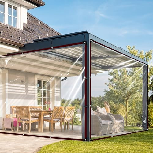 WLBXDRZK Lona impermeable, 2 x 4 m, lona transparente con ojales, lona de tejido transparente para lámina de jardín de invierno, para balcón, protección contra el viento, aislamiento de plantas,