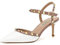 FamMe Damen Nieten-Stiletto-High-Heels mit Knöchelriemen, Spitze geschlossene Zehen-Pumps, Nieten-Slingback-Kleid, Hochzeits-Party-Pumps-Schuhe,Weiß,39