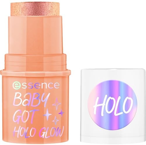 essence BABY GOT HOLO GLOW highlighter stick, Nr. 10, Mehrfarbig, sofortiges Ergebnis, strahlend, schimmernd, holographisch, vegan, ölfrei, ohne Parabene, ohne Mikroplastikpartikel, 1er Pack (5g)
