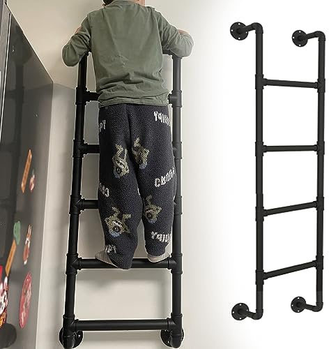 Trittleitern, Wandleiter für Etagenbett, Heimdekor und Regale, einfache Installation von Stehleitern, Starkes, verdicktes Metallrohr für sicheres Klettern (Farbe: Schwarz, Größe: 100 cm (39