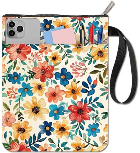craspire Buchhülle Mit Blumenmotiv Farbenfrohe Buchumschläge Vintage Buchschutz Für Taschenbücher Waschbarer Buchumschlag Aus Stoff Mit Reißverschluss Und Zusätzlicher Hüllentasche Für Buchliebhaber