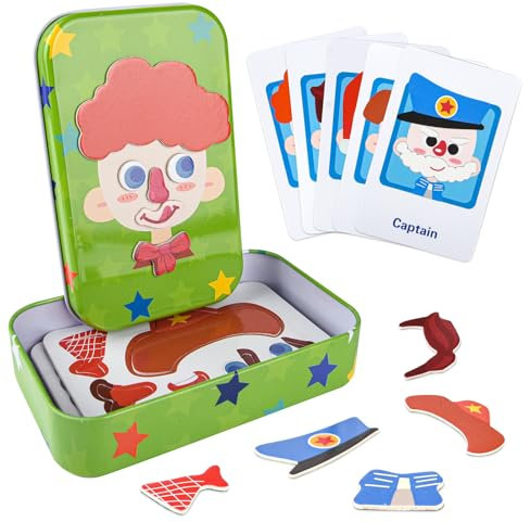 ASTARON Magnetisches Puzzle Eisenkastenspiel für Jungen, Lernspielzeug für Kinder mit 29 magnetischen Puzzles, Blechdose, fördert Vorstellungskraft und Konzentration