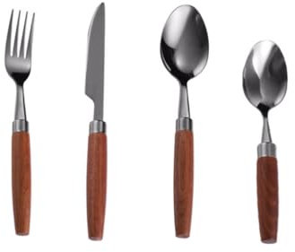 BLMAGS wunderschönen Edelstahl Besteck Set Holzgriff Messer Für Löffel Besteck Set Küche Besteck Set Spiegel Poliert Geschirr Praktisch
