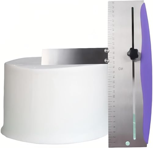Cake Scraper Smoother 12 Inch/30cm Stainless Steel Adjustable Cake Edge Smoother Cake Bench Scraper Decorating Tools for Icing Frosting Cream Edge, Kitchen Spatula with Scale for Cream Icing Smoother