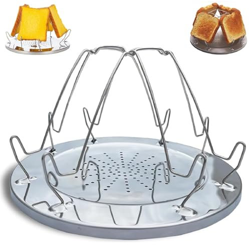 Tostadora Plegable de Acero Inoxidable para Estufas de Gas y Camping - Soporte Portátil para Tostadas - Ideal para Outdoor, Familientreffen, Picknick, Reisen y Wohnmobile