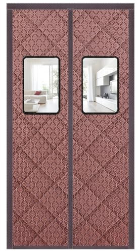 Momooda Rideau Magnétique Thermique Isolant Anti Froid et Chaleur avec Fenêtres Visibles, Rideau de porte occultant et phonique anti Bruit, Rideau porte Entrée, Café, 180x220cm