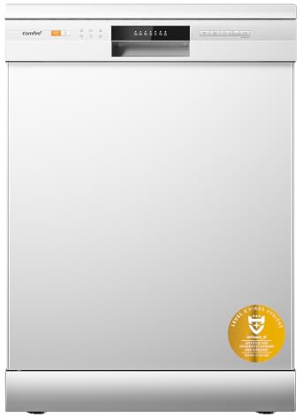 COMFEE ' CDWPF1201PW-WE-EU Lavastoviglie a libera installazione, 60 cm, 49 dB con 12 coperti, 8 programmi Controllo per pulsante o telefono, Bianco