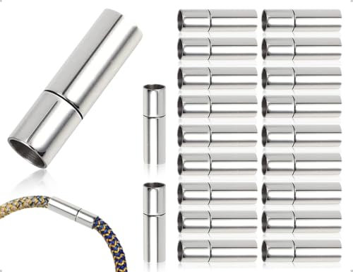 ZoeTekway 20 Stück Schnur Endkappen Kettenverschluss Schnalle schieben Paracord Verschlüsse für Armbänder Schmuckherstellung(4 mm,Silber)