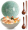 NUTRIUPS Ceramic Ramen Bowl with Chopsticks and Spoons (Forest)