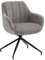 KONTE.DESIGN Lot de 4 fauteuils pivotants STONESTOWN en Tissu Gris et Pieds en métal Noir, avec accoudoirs