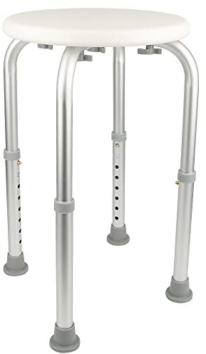 Homewelll Duschhocker Höhenverstellbar, Aluminium-Rahmen, Anti-Rutsch-Gummifüße, Badewaannensitz für Senioren, Sitzfläche mit Sicherheitsgriffen (Duschhocker1, 32 * 32 * 36-54cm)