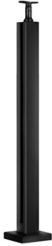 CVERTHAF Glaszaunpfosten, Edelstahl-Glaszaunpfosten für Verandageländerpaneele, Bodenständer, Klemmstange mit Schraube, schwarzer Baluster, 85 cm hoch