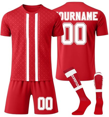 LILIHOT Football Trikot Personalisiert Trikot Kinder Erwachsene T-Shirt Shorts&socks 3 Teiliges Set,mit Team Name & Number Logo Sport T Shirts Sportkleidung Fanartikel Trikot