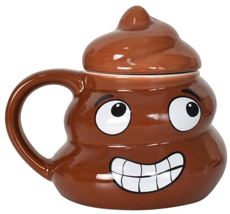 DecorDwell Keramik Poop Kaffeetasse Teetasse mit Deckel, 3D Lustige Kaffeebecher, Kreative Tasse, Lustige Keramik Becher für Freunde auf Geburtstag, Weihnachten, 400ML für Heiße & Kalte Getränke