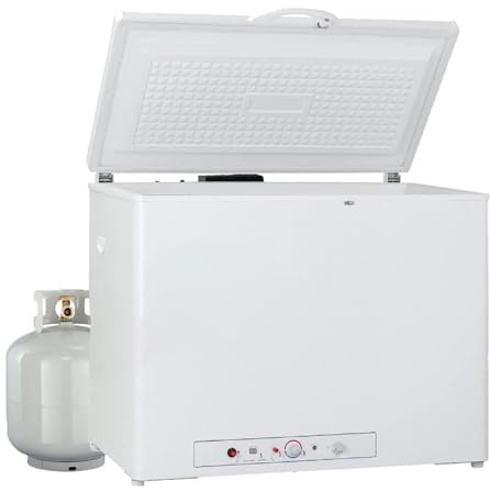 Techomey Gas Freezer, 200L, Silent 240V/Gas Camping Freezer Fridge for Garage, Home, Caravan, Motorhome, Mobile Home, White, -12-0℃