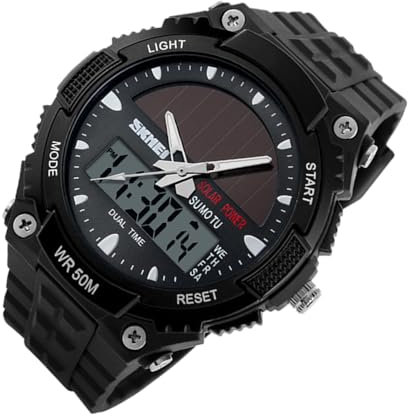 Orologio solare da uomo, a energia solare, digitale da polso, accessorio durevole per ragazzi, lavoro sul campo e uso sportivo