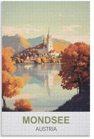Puzzle für Erwachsene und Kinder ab 14 Jahren, 1000 StüCk，Mondsee Österreich，Lernspielzeug FüR Kinder 52x38 Papier Puzzle,AA-1069