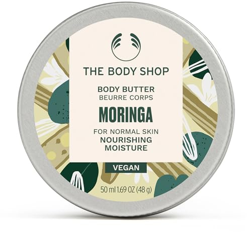 The Body Shop Moringa Body Butter for Dry Skin 50ml | Rich Hydrating Body Cream with 96hr Moisture and Floral Scent, Mini Body Moisturiser for On-the-Go Care