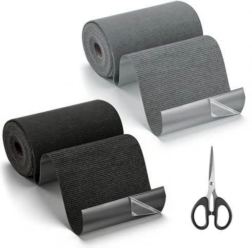 YIMETOP 2 Stück Gewebe-Reparaturband, 10x200cm Textilklebeband Wasserdicht, Gewebe-Reparaturband für Sofa, Autositze, Zelt, Markise, Segeltuch, Daunenjacke, Löcher in Stoff (Schwarz+Grau)
