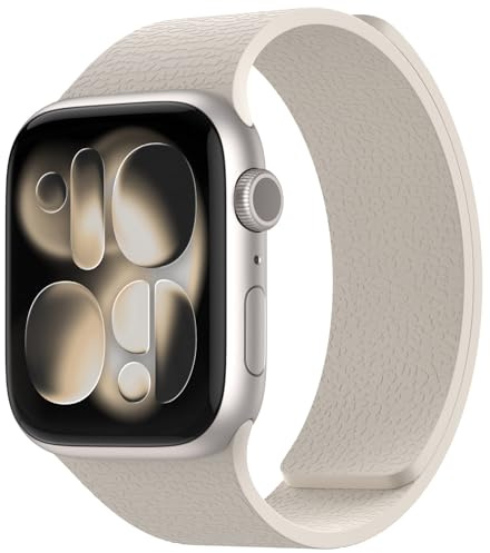 Nereides Compatible with Apple Watch Straps 42mm 41mm 40mm 38mm, Soft Magnetic Silicone Replacement Band for iWatch Series 11 10 9 8 7 6 5 4 SE SE2 SE3 3 2 1 (Starlight)