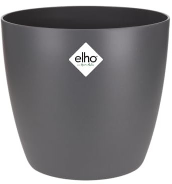 elho Brussels Rund 22 - Blumentopf für Innen - 100% recyceltem Plastik - Ø 22.3 x H 20.6 cm - Schwarz/Anthrazit