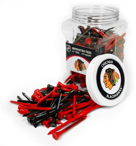 Team Golf NHL Chicago Blackhawks Jar Of 175 Golf Tees 2-3/4 Golf Tees, 175 Pack, Regulation Size, Multi Team Colors