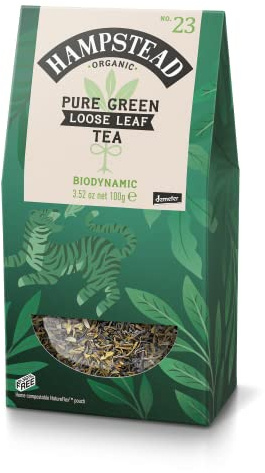 Hampstead Organic Green Leaf Tea 100 g (Pack of 6)