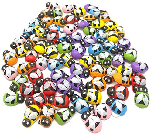 50 kleine Bienen / Hummeln, 9 x 12 mm, selbstklebend, Holz, Deko / Basteln