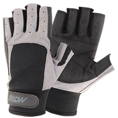 MOTIVEX Gants de Voile Noir/Gris avec Dos en néoprène Tous Les Doigts Courts Taille S