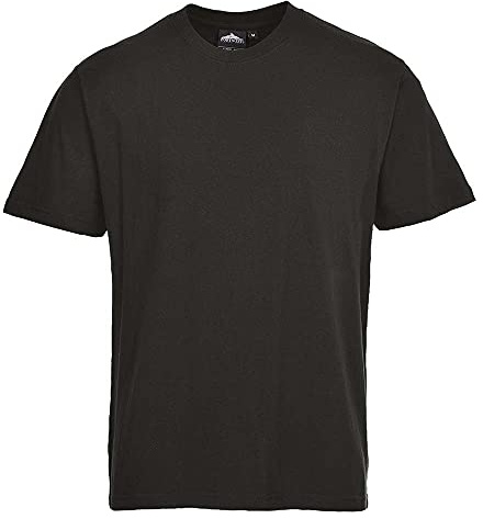 Portwest B195 T-Shirt Rundhalsausschnitt Maschinenwaschbar Arbeitskleidung | Schwarz, 3XL, UPF 50+, 160 g/m² Baumwolle, 100% Baumwolle, Gerippte Manschette, Fassmanschette