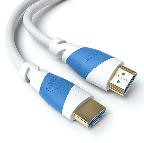 JAMEGA - 5m HDMI-Kabel 2.0 a/b Weiß - High Speed mit Ethernet - Ultra HD 4K 60Hz 4:4:4 HDR HDCP ARC 2160p CEC 3D 1080p Full HD Dolby Vision 18GBit s
