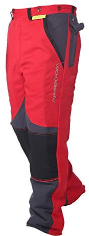 WOODSafe Schnittschutzhose Klasse 2, Forsthose, kwf-geprüft, Bundhose rot/grau, Herren - Waldarbeiterhose mit Schnittschutz Form A, leichtes Gewicht (50)