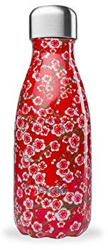 Qwetch - Bouteille Isotherme Originals Flowers Rouge 260ml - 24h Froid et 12h Chaud - Etanche, Sans BPA & Réutilisable - Gourde inox isotherme pour Sport, Voyage, Bureau, Randonnée