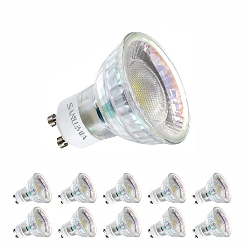 Sanlumia | LED Lampe | GU10 10er Set | LED Birne 6 Watt | Glühbirne 530 Lumen | Leuchtmittel ersetzt Halogen 75W | Warmweiß 3000K | Abstrahlwinkel 100° | Nicht Dimmbar | LED-Licht Reflektor