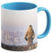 LOOXIS Mug personnalisé, à créer soi-même, à partir de sa photo + texte, différentes couleurs - Idée de cadeau anniversaire, mariage - impression panoramique sans bordure possible, 325ml. Bleu