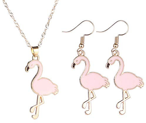 PPX Geschenke Pink Flamingo Halskette Ohrringe Set (Pink Set)
