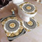 BZDMLY Rutschfeste Badematte, 3-teiliges Flanell-Badezimmer-Teppich-Set, goldenes Barock-Mandala im Vintage-Stil, weich, Duschmatte und WC-Abdeckung, Teppich