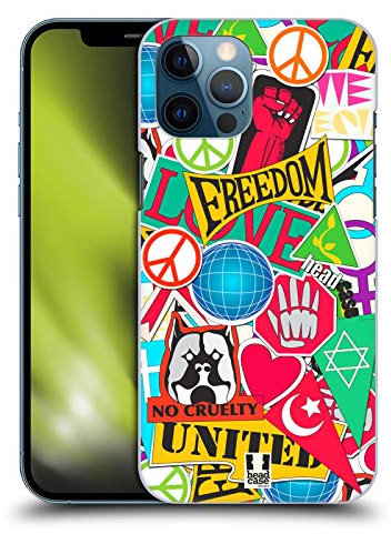 Head Case Designs Schlagworte Sticker Happy - New Harte Rueckseiten Handyhülle Hülle Huelle kompatibel mit Apple iPhone 12 Pro Max