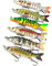 ODS Pike Lure Kit 3.5inch Fishing Bait Jointed Swimbait with Hooks Lifelike Artificial Bait for Freshwater Saltwater(6pcs/Set)