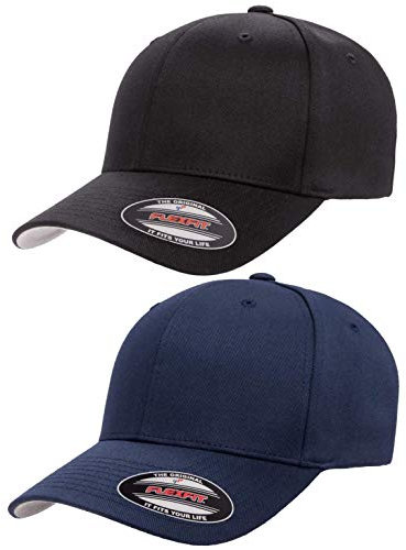 Flexfit Herren Athletic Baseball Fitted Cap, 2 Stück, Schwarz und Marineblau, S/M