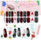 EBANKU Christmas Semi Cured Gel Nail Strips, 20PCS Christmas Gel Nail Stickers Long Lasting & Easy to Apply & Remove for Salon Quality Manicure - Red Hat Gifts