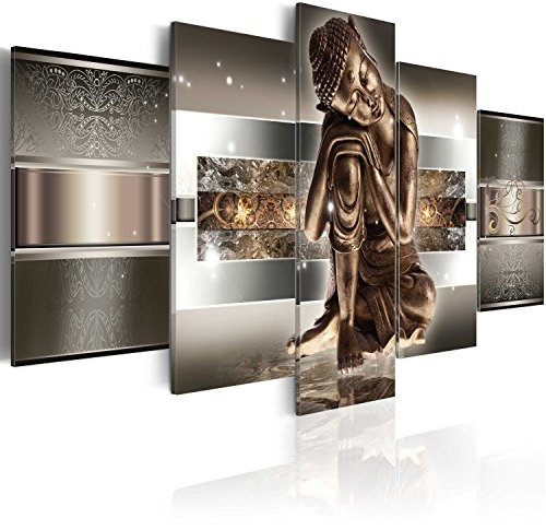 B&D XXL - Quadro in Rilievo Acrilico Handart 100x50 cm 5 Pezzi su Tela Strutturata - Quadri Componibili Moderni Soggiorno Grandi - Stampa Artistica Dipinta a Mano Decori - Astratto 020113-289