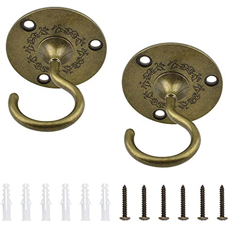 INCREWAY Wandhalterung, Deckenhaken, 2 Stück, stabile Aufhängung für Kronleuchter, Teller, Haken, Antik-Optik, zum Aufhängen von Pflanzen