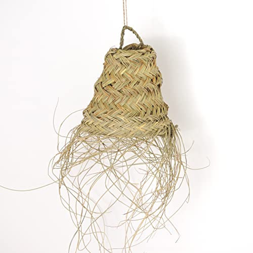 Suspension luminaire doum en osier tressé (XS : 15x18cm, Cône)