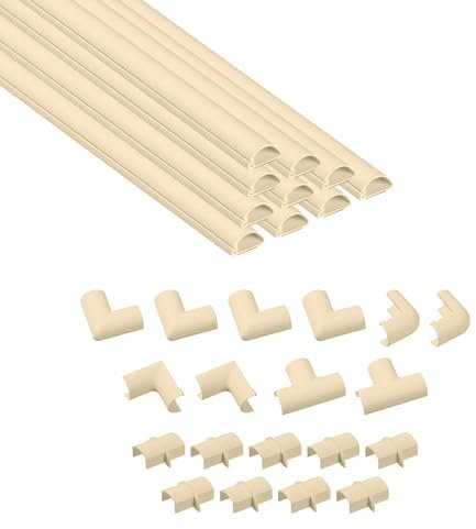 D-Line 20x10mm Kabelkanal zur Kabelführung, Kabelleiste - 20mm (B) x 10mm (H) - 10x 40cm Länge (4 Meter) - Magnolien