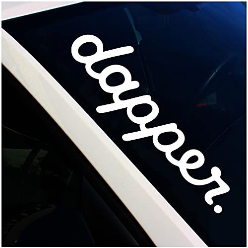 Finest Folia Frontscheibenaufkleber Schriftzug Dapper Tuning Aufkleber für Windschutzscheibe Heckscheibe Frontscheibe Auto Fahrzeug Dekor Sticker FS122 (Weiß Glanz, Außenklebend)