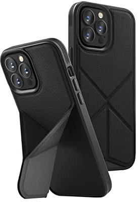 Uniq Transforma Schutzhülle mit verstellbarer Standfunktion (iPhone 13 Pro Max, Schwarz)