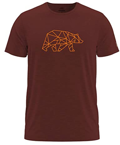 FORSBERG Finnson T-Shirt mit stylischem Bär Brustlogo Rundhals für Herren in Vier verschiedenen Farbkombinationen, Farbe:Bordeaux, Größe:3XL