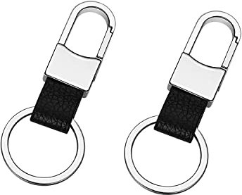 DINGFENG 2 Stück Sets Schlüsselanhänger，Metall Leder Autoschlüsselanhänger, Schlüsselband Schlüsselanhänger, Autoschlüsselanhänger, Geeignet für Schlüsselanhänger, Auto, Motorrad,